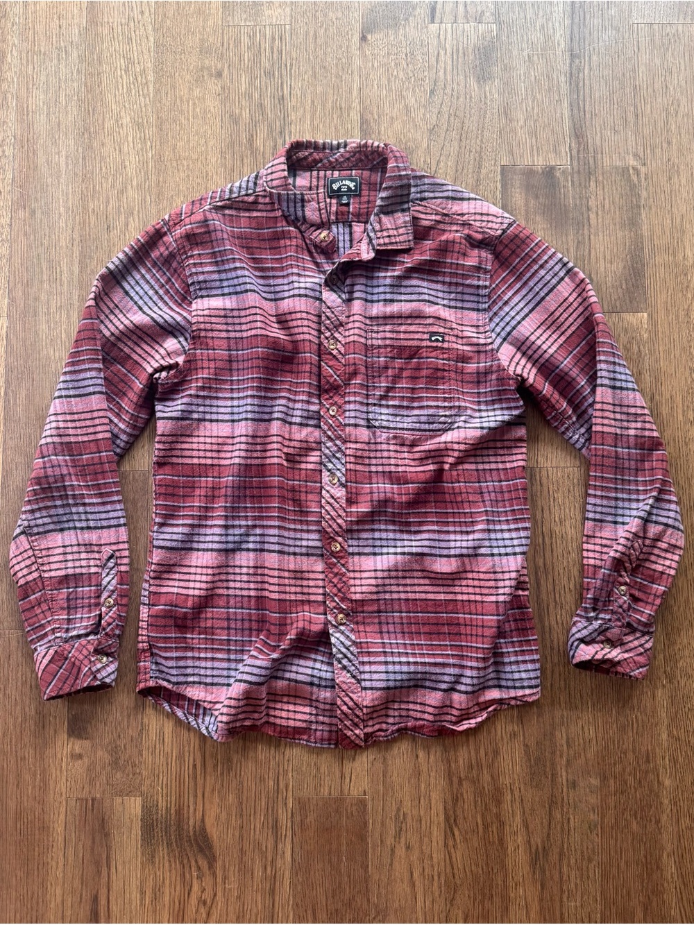 Men's Billabong Purple/Pink/Black Plaid Button-Down Shirt